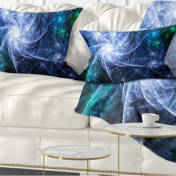 Designart Blue Fractal Star Pattern - Abstract Throw Pillow - 12x20