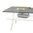 thumbnail image 5 of Rectangle Coffee Table, Tempered Glass Tabletop with White Metal Legs, Modern Table for Living Room , Gray Glass, 5 of 5