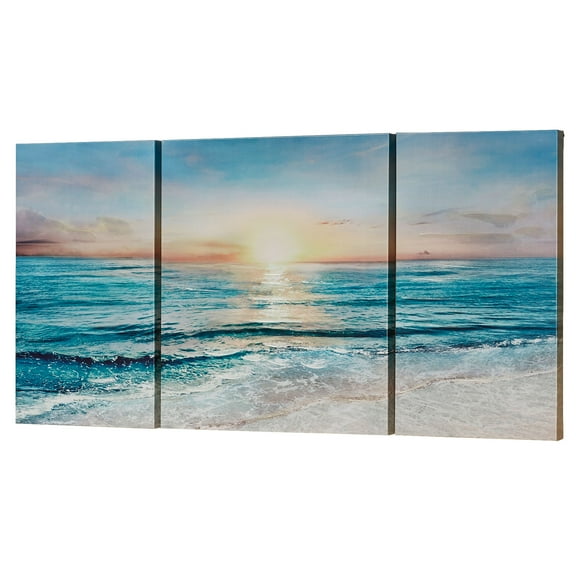 On the Shore Majestic Coastal Canvas Triptych Wall Art Set of 3