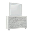thumbnail image 4 of Modern White Mirror with Faux Marble Border Detail LED Lightning - Black, 4 of 4