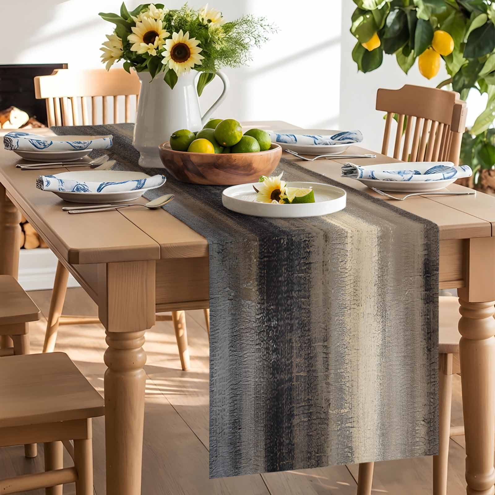 Vintage Ombre Oil Painting Table Runner 90 Inches Long, Mysterious Rock Texture Table Runners Tabletop Scarf Kitchen Dining Tables Decoration for Home Party Indoor Outdoor