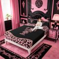 thumbnail image 3 of meiyoeat Leopard Bow Monogram T Print King Sheets For Cheetah Bow Lover,Pink Cute Bowknot Bedding For Kids Girls,4Pcs, 3 of 6
