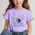 thumbnail image 2 of GreatBaby T-shirt Respirant pour Enfants avec Manches Courtes pour Garçons Filles Rentrée des Classes Saison Col Rond Manches Courtes Hauts Décontractés Polyvalents pour Extérieur (Violet4,14 Ans), 2 of 7