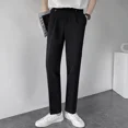 thumbnail image 4 of Pantalones de traje elásticos de negocios para hombre, rectos, holgados, de sastrería social, drapeados, de verano, negros, 9, recortados, fluidos, elásticos, 2024, 4 of 5
