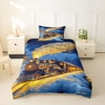 thumbnail image 2 of Castle Fairy Magical Train Twin Bedding for Kids, Winter Light Print Duvet Cover Set for Bedroom, Black Gold,Navy Blue Reversible,2pcs,No Comforter, 2 of 5