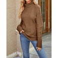 thumbnail image 5 of Sweaters for Women Turtleneck Cable Knit Sweater Plus Size Ribbed Long Sleeve Oversized Knitted Pullover Sweater Alsol Lamesa, 5 of 6