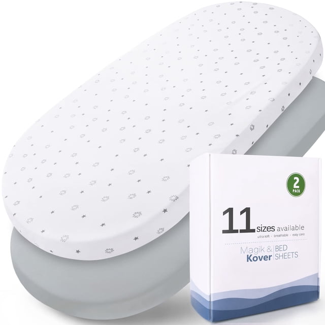 Sábanas para Moisés Magik & Kover 38x76 cm Ultra Suaves Paquete de 2