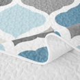 thumbnail image 5 of Castle Fairy Boho Geometric Quatrefoil Twin Quilt Set 2 Pieces,Minimalism Rhombus Grid Twin Coverlet Set,Blue Gray Ivory,1 Bedspread and 1 Pillowcase, 5 of 7