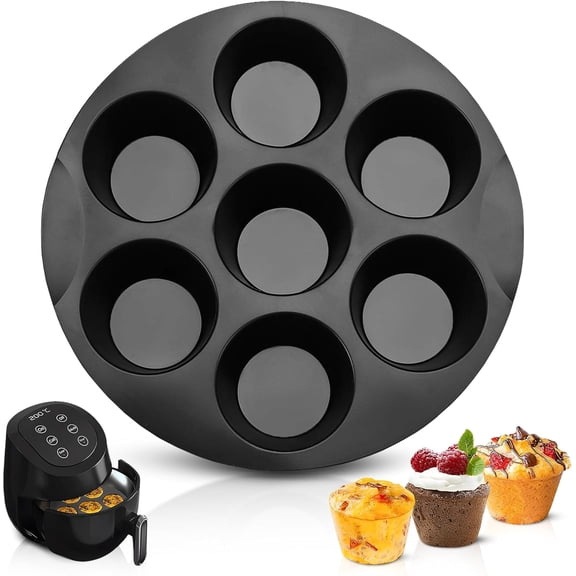 2 pack Air Fryer Muffin Pan (7 Cups) — Silicone Muffin Pans for Baking & Freezing, Nonstick Air Fryer Silicone Egg Mold Compatible with 3.5-5.8L Fryers — Easy Demolding, Dishwasher Safe for Daily Use