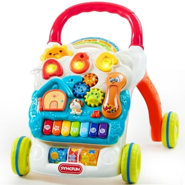 Joyfy 2 in 1 Baby Learning Walker, Baby Stand Learning Toys 6-12 Months, Educational Toys for 1 Year Old, Push Walker Gift with Wheels for Infant Boys Girls