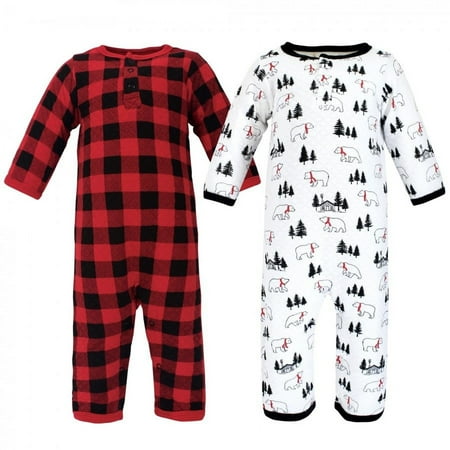 UPC: 0660168190199 | Hudson Baby Infant Boy Premium Quilted Coveralls Buffalo Plaid Bear 9-12 Months