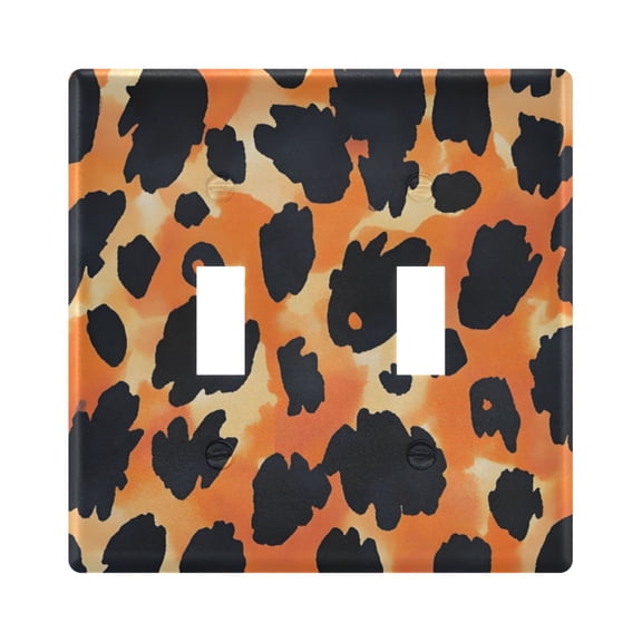 Haosy Light Switch Cover Plate 2 Gang Electrical Outlet Covers Orange Black Spots Decorate Wall Plate 4.56”x4.48”
