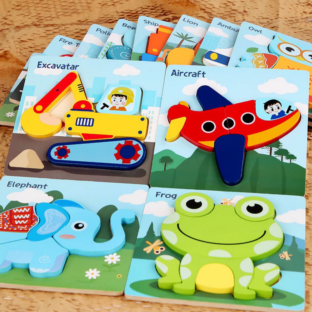 Wooden Animal Puzzles for Kids, Toddlers 1 2 3 Years Old, Boys & Girls ...