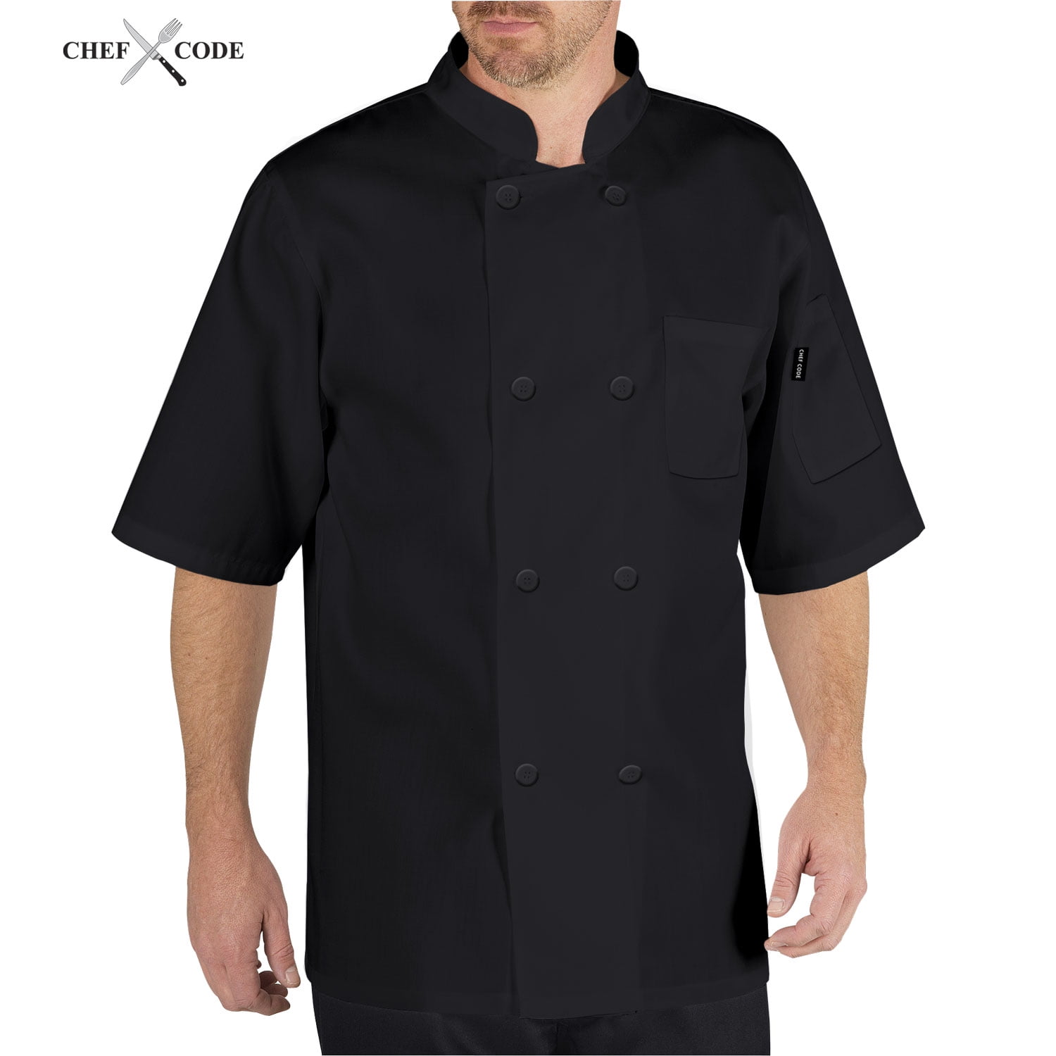 Chef Code Basic Short Sleeve Chef Coat with Pearl Buttons, Chef Jacket CC124 by