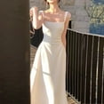 thumbnail image 6 of Xioeram Evening Party Women Dress Low-cut Square Neck Sleeveless High Tight Waist A-line Pleated Solid Color Frence Style Ankle Length Prom Banquet Maxi Dress, 6 of 8