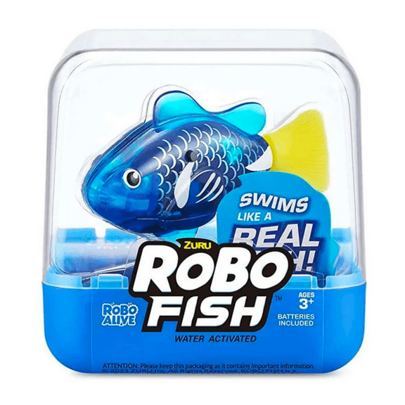 Zuru Robo Alive Robo Fish Changes Color Robotic Swimming Fish Water Activated Series 3, Blue