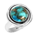 thumbnail image 1 of 925 Silver Ring For Women - Teens Copper Blue Turquoise Stone Silver Ring Size 12.5 December Birthstone Costume Silver Ring Size 12.5 Gift For Wife On New Year 925 Silver Jewelry With Gemstone, 1 of 6