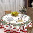 thumbnail image 1 of Christmas Round Tablecloth 60 Inch Xmas Bell and Snowflake Pattern Red Table Cloth Circle Winter Holiday Table Cover Washable Polyester Indoor Decor for Home Kitchen Dinning Party, 1 of 7