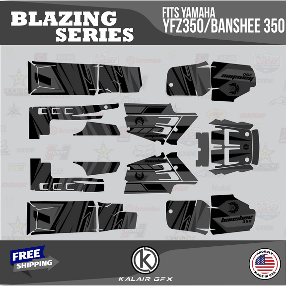 Kalair GFX Graphics Kit for Yamaha ATV BANSHEE 350 (2001-2012) Blazing Series