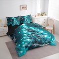 thumbnail image 4 of Manfei Merry Christmas Teens 7pcs Bedding Comforter Set, Cartoon Cyan Xmas Tree Queen Bedding Sets, Winter Festival Reversible Queen Sheet Sets, Luxury Bedroom Decor, 4 of 8