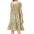 thumbnail image 2 of Langwyqu Summer Floral Print Square Neck Girls Chiffon Midi Dress For 5-14 Y, 2 of 3