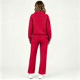 thumbnail image 5 of VISALY Women Two Piece Sweat Set Tracksuit Collared Zip Up Sweat Jacket with Pockets Drawstring Straight Leg Sweatpants Matching Soft Athletic Outfits Workout Travel Airport Lounge Sets Red L, 5 of 7