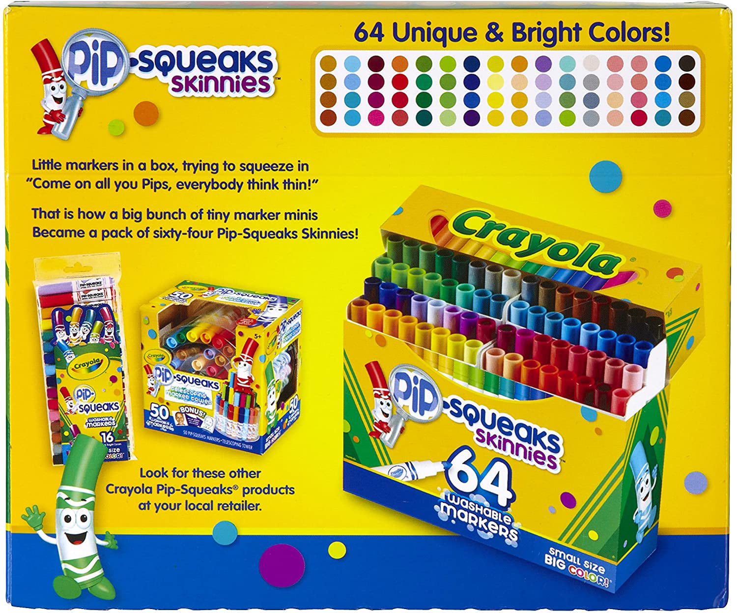 Crayola PIP Squeaks Marker Set (65ct), Washable Markers for Kids, Portable Art Case, Coloring for Toddlers, Ages 4+, Size: Small