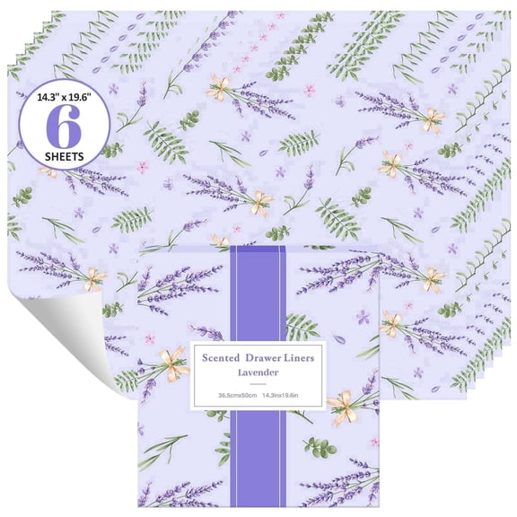 LA BELLEFEE 6-Pack Foldable Drawer Paper Lavender Scented Wardrobe Storage Liner Drawer Divider Paper Home Organization Supplies
