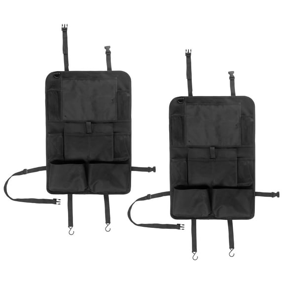 Stalwart Car Backseat Organizer 2-Pack - Backseat Tablet Holder, Space Saver with Pockets, Black