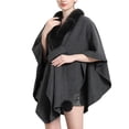 thumbnail image 1 of Cape Châle Tricotée Couleur Unie, Col Faux Élégant pour Femmes, 1 of 7