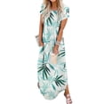 thumbnail image 1 of Vestido largo Jeqeocafy para mujer, verano 2025, cuello redondo, manga corta, 1 of 6