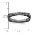 thumbnail image 2 of 2.25mm 925 Sterling Silver Patterned Ruthenium plating Stackable Polished Black Plate Square Ring Size 6 Stackable Ring, 2 of 2