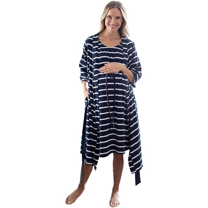 3 in 1 Maternity Labor Delivery Nursing Hospital Birthing Gown & Matching Robe, Delivery Robe
