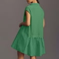 thumbnail image 4 of Fartey Oversized Patchwork Mini Dresses for Women Summer Button Down V Neck Dress Loose Short Sleeve Lapel Collar Sundress Fashion Solid Color Sundresses Green M, 4 of 8