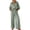 Green, variant on Women's Striped Two-Piece Suit V Neck Lapel 3/4 Sleeve Breathable Outfit Solid Color Loose High Waist Plus Size Wide Leg Pants Set Daily Date Work Party Club Spring Summer Casual Wear
