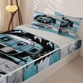 thumbnail image 2 of Manfei Adventure Cartoon Car Zipper Full Size Comforter Sets with Fitted Sheet and 2 Pillowcases,Happy Camping Zipper Bedding Set,Blue Black,Reversible, 2 of 7
