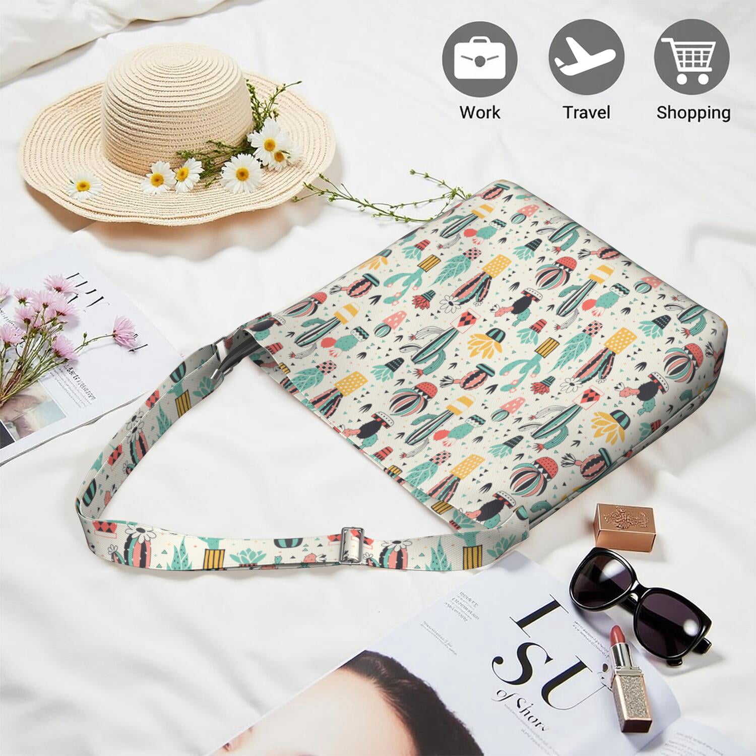 Southwestern Succulent Sling Bag - Minimalist Casual Tote with Spacious Interior & Adjustable Strap for Work, College & Shopping