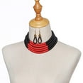 thumbnail image 6 of African Jewelry Necklace,African Jewelry Necklace Layered Collar Necklace,Women Necklace Earrings Multi Layer Woven Choker,Layered Jewelry Choker Necklaces Bridal Wedding,Layered Collar Black, 6 of 8
