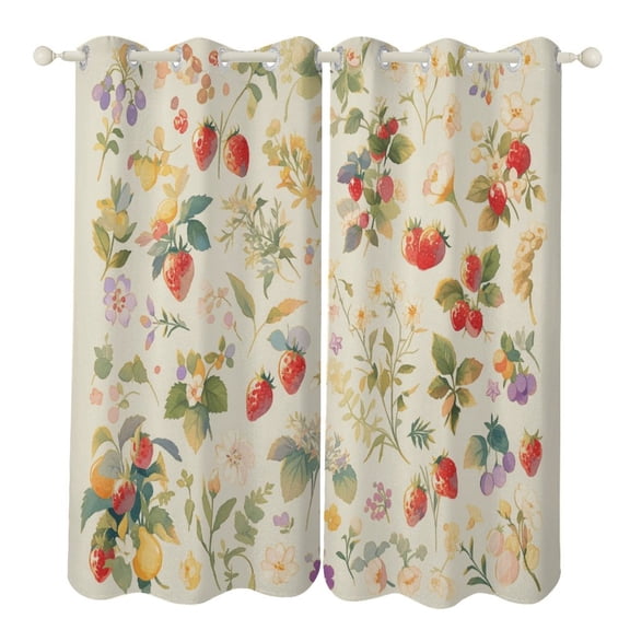 Various Fruits Curtains Aesthetic Envrionmental Friendly Picture, Living Room Bedroom Window Drapes 2 Panel Set