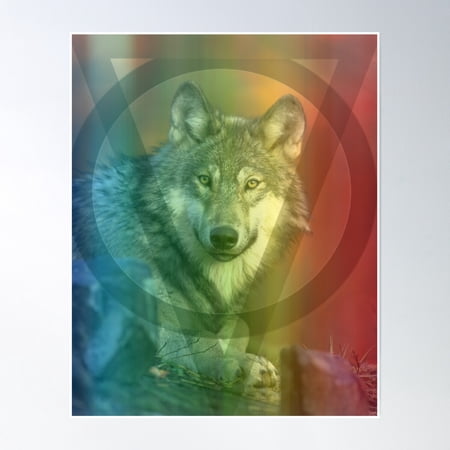 Rainbow Wolf Poster Wall Art, Modern Wall Decor, 8x12 UNFRAMED