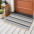 thumbnail image 4 of Entryway Rug 2'x3', Khaki Grey Striped Small Rug for Kitchen Bathroom Door Mat Indoor Entrance, Navy Blue Farmhouse Stripes Abstract Art Non-Slip Area Rugs Floor Mats Carpet Front Door Rugs, 4 of 8