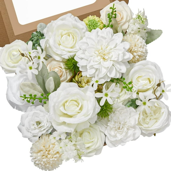 Ramo de boda de seda blanca Serwalin con flores artificiales