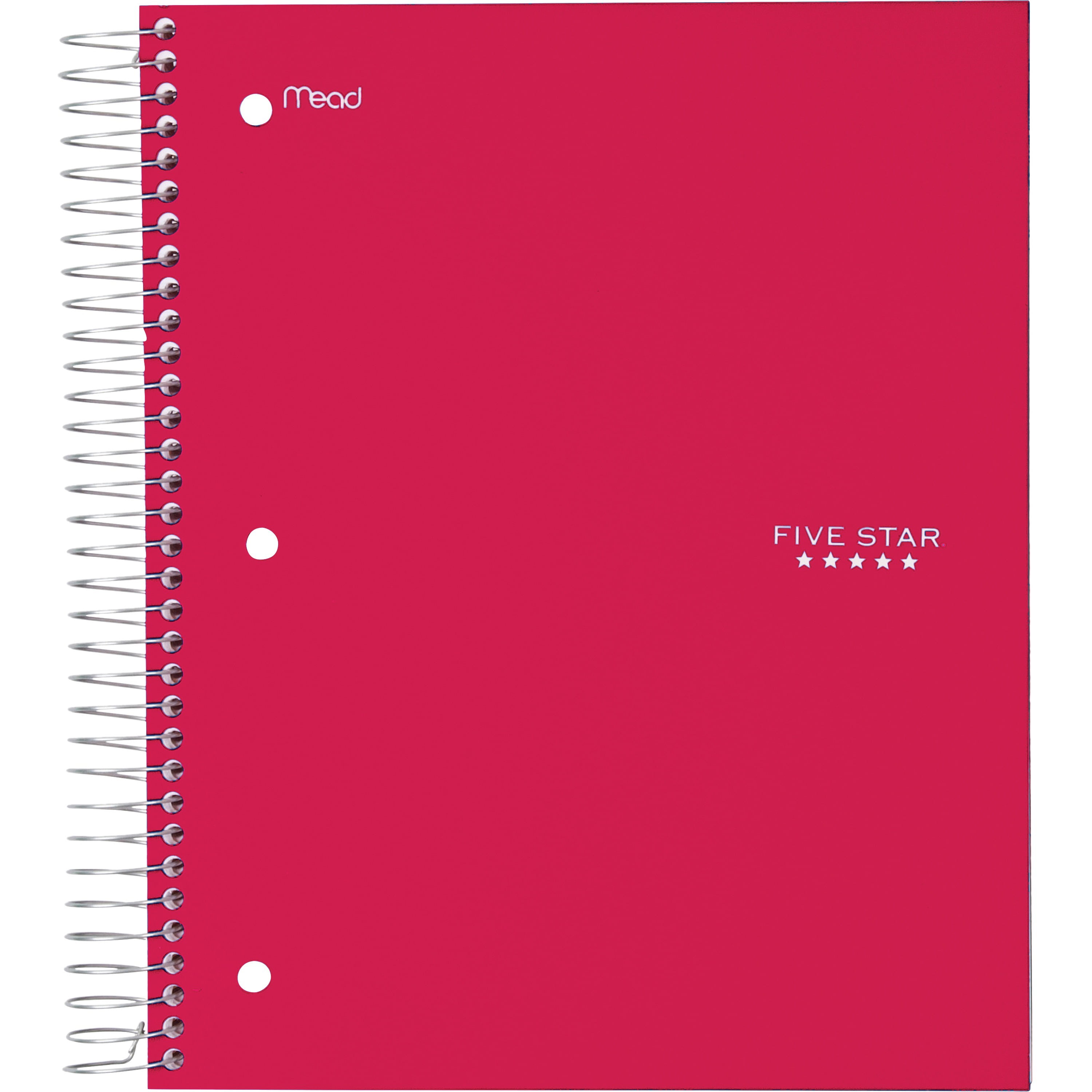 5 Subject 200 Sheets 10-1/2" x 8" Five Star Spiral Notebook Wide Ruled Paper 