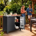 thumbnail image 4 of Stainless Steel Grill Cart with Storage Cabinet, Outdoor BBQ Prep Table with Wheels and Handle, Weatherproof Island for Lawn Garden Patio, Black, 4 of 10