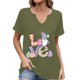 thumbnail image 1 of Corto para las Mujeres Casual Verano 2025 Pascua Impresión V-Cuello Camiseta, Ligero 95% Poliéster 5% Spandex Top para Toda la Temporada Hogar Y Diario, 1 of 7