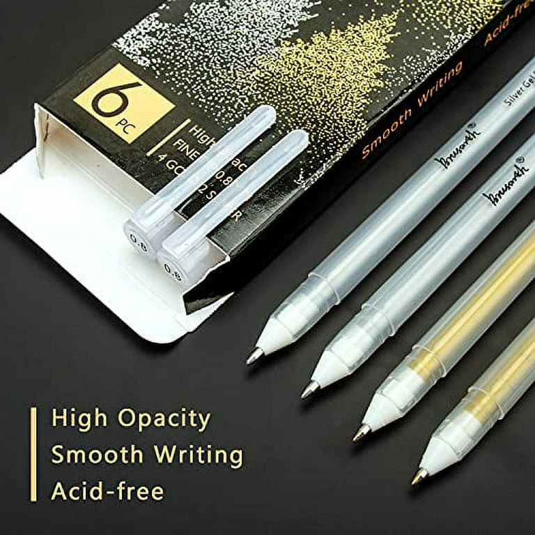 Gold & Silver Metallic Ink Gel Pens 0.8 mm Fine Point 2 Pens/Pack