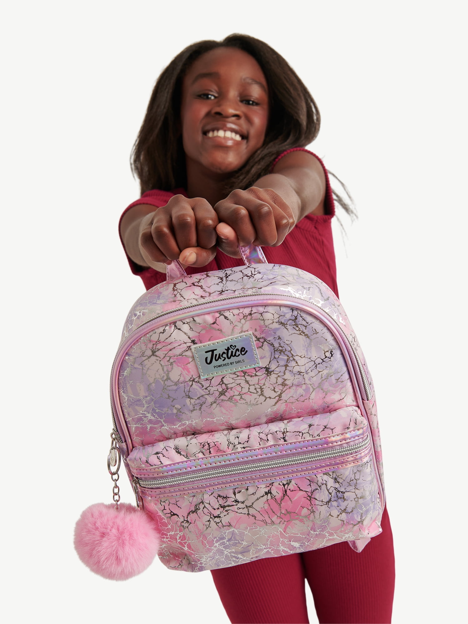 Justice Girls Pocket Mini Backpack, Pink Sparkle