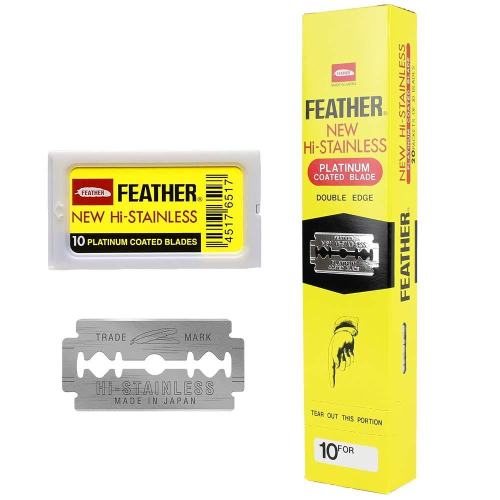 Feather Double Edge Safety Razor Blades (200 Count) Platinum Coated