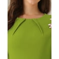 thumbnail image 5 of DARING DIVA Elegant Round Neck Cap Sleeve Belted Work Sheath Dresses M Light Green, 5 of 5