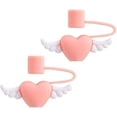 thumbnail image 1 of 2 Pcs Straw Covers Cap Silicone Straw Tips Cover Reusable Drinking Straw Tips Lids Adorable Straw Plugs(Love 2), 1 of 1